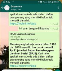 Hati-hati Penipuan Uang BPJS Rp 21 Juta di WhatsApp