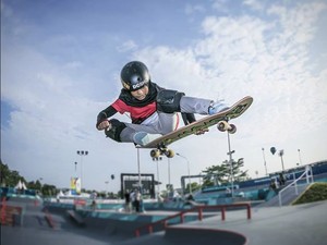 Kenalan dengan Nyimas, Skater Cilik Berhijab Peraih Medali di Asian Games