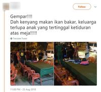 Waduh! Usai Makan, Keluarga Ini Lupa Bawa Anaknya yang Sedang Tidur