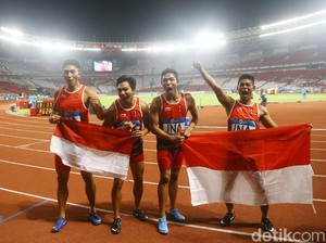 Lalu M Zohri dkk Raih Perak dari Lari Estafet 4x100 M Asian Games