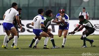 Babak penyisihan rugby putra Korea Selatan versus Sri Lanka digelar di Lapangan Rugby 7, Gelora Bung Karno, Jakarta, Kamis (30/8).