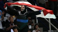 Di babak final pencak silat kelas 55-60 kilogram, Monita Sarah Tria berhasil memperoleh emas. Agung Pambudhy/detikcom.