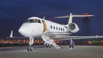 Penampakan Gulfstream G550 saat sedang diparkir. Foto: Gulfstream
