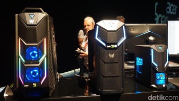 Berderet dari kiri, Predator Orion 9000, 5000, dan 3000, ikut mejeng dalam acara next@Acer di Berlin. Foto: Muhamad Imron Rosyadi/detikINET