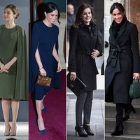 Meghan Markle dan Ratu Letizia dari Spanyol memiliki selera busana serupa. Salah satunya gaun cape biru Stella McCartney yang dipakai Meghan, mirip dengan milik Ratu Letizia, hanya saja berwarna hijau. Foto: Ist.