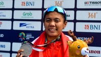 Atlet kano Indonesia Riska Andriyani meraih medali perak nomor tunggal putri 200 meter Asian Games 2018. ANTARA FOTO/INASGOC/Iqbal Lubis.