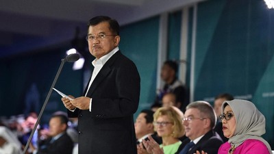 Foto: Ekspresi JK Saat Pidato di Penutupan Asian Games 2018
