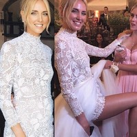 Dalam beberapa unggahan di Instagram terungkap jika Chiara sebenarnya menggunakan romper renda warna putih yang kemudian ditambahkan bagian rok. Foto: Instagram