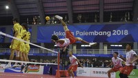 Sementara emas terakhir untuk Indonesia disumbang oleh sepak takraw beregu. ANTARA FOTO/INASGOC/Nova Wahyudi.