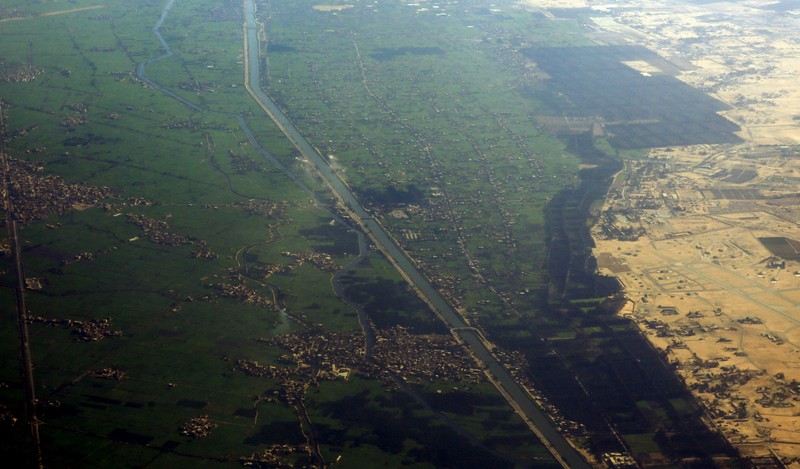 FILE PHOTO: An aerial view of farmland on the Nile River Delta, Egypt, is pictured through a plane window February 15, 2016. REUTERS/Amr Abdallah Dalsh/File Photo