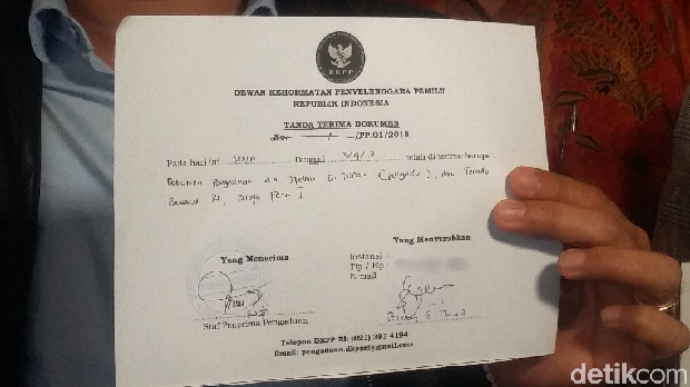 Tanda terima laporan di DKPP.