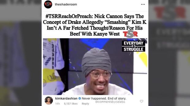 Komentar Kim Kardashian soal gosip dirinya jadi inspirasi lagu Drake, In My Feeling.