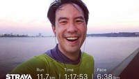 Lagi berada di luar negeri pun juga disempatkan untuk berkeringat. Awesome run this morning. Pelan pelan dan poto banyak.. tulisnya di keterangan foto. (Foto: Instagram/vjdaniel)
