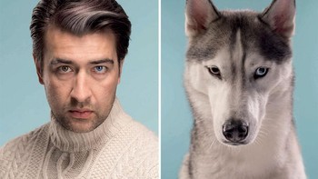 Ia menggunakan sosok anjing dan manusia sebagai proyek foto berjudul Do You Look Like Your Dog. Sergei & Spike anjing jenis Siberian Husky. (Foto: Gerrard Gethings)