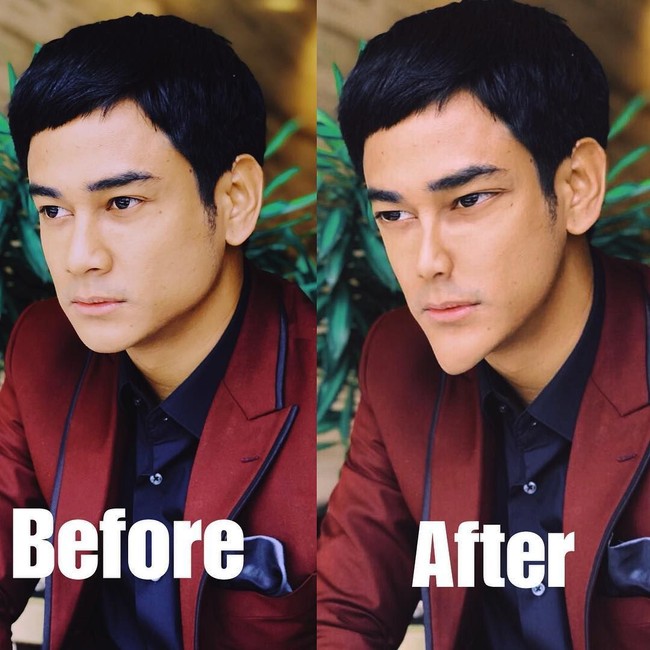 Dwi Andhika mem-posting foto before-after sebelum dan setelah diedit. Wajah aktor dan presenter ini pun jadi terlihat seperti alien. Foto: Instagram