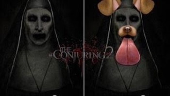 Jangan salah! Meskipun setan, Valak tetap update dengan filter Snapchatnya. (Foto: Internet)