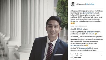 Gubernur Jawa Barat Ridwan Kamil mengadakan sayembara untuk mencari menantu untuk putranya. (Foto: instagram)