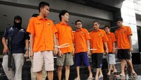Enam pelaku dihadirkan dalam rilis di Mapolda Metro Jaya, Jumat (7/9/2018).