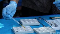 Petugas juga mengambil sampel narkoba untuk kepentian laboratorium.