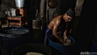 Kedelai dicuci sebelum dibuat menjadi tempe.
