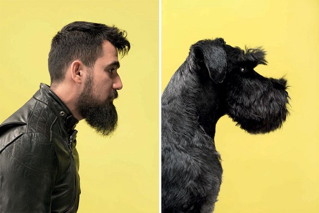 Profil samping Cenk dan Horst, anjing miliknya yang berjenis Schnauzer. Foto: Dok. Gerrard Gethings