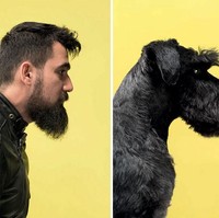 Profil samping Cenk dan Horst, anjing miliknya yang berjenis Schnauzer. Foto: Dok. Gerrard Gethings
