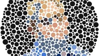 Ada 4 wajah pesohor yang diolah sedemikian rupa menjadi titik-titik berpola dengan kombinasi warna yang membuat wajah-wajah tersebut jadi tersamar. Bisakah menebak ini wajah siapa? (Foto: Optical Express) 