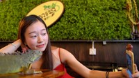 Inilah Reptile Cafe di Phnom Penh, Kamboja. Sesuai dengan namanya, traveler bisa puas main bareng binatang reptil. Bisa selfie-selfie juga (AFP/GETTY IMAGES) 