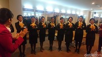 Di Gedung F GITC adalah bangunan bagi pramugari belajar. Mereka adalah siswa yang harus lulus sertifikasi dalam  hal servis, safety dan security (Masaul/detikTravel)