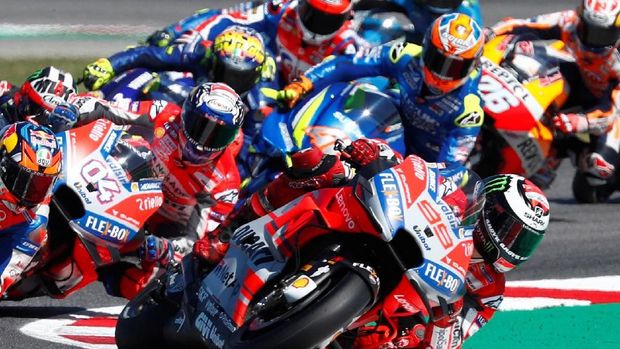 Jorge Lorenzo sempat berada di posisi terdepan pada balap MotoGP San Marino 2018.