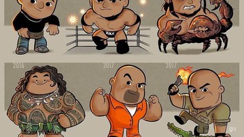 Dwayne The Rock Johnson, dari tahun 1994 hingga 2017. (Foto: Jeff Victor)