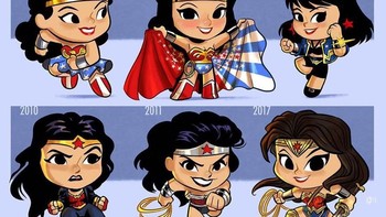 Wonder Woman, dari tahun 1941 hingga tahun 2017. (Foto: Jeff Victor)