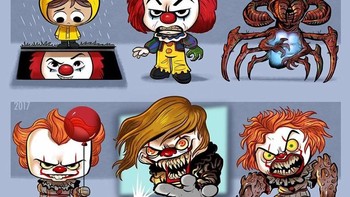 Karakter horor Pennywise, dari tahun 1990 dan 2017. (Foto: Jeff Victor)