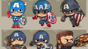 Captain America, dari tahun 1941 hingga 2018. (Foto: Jeff Victor)