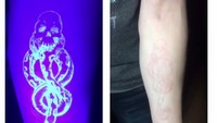 Hampir tidak terlihat saat terang, tato UV ini sungguh keren. Foto: Instagram/tattoosbylaz