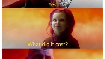 Harga iPhone XS Max sampai membuat Thanos jadi bokek. (Foto: 9gag.com)