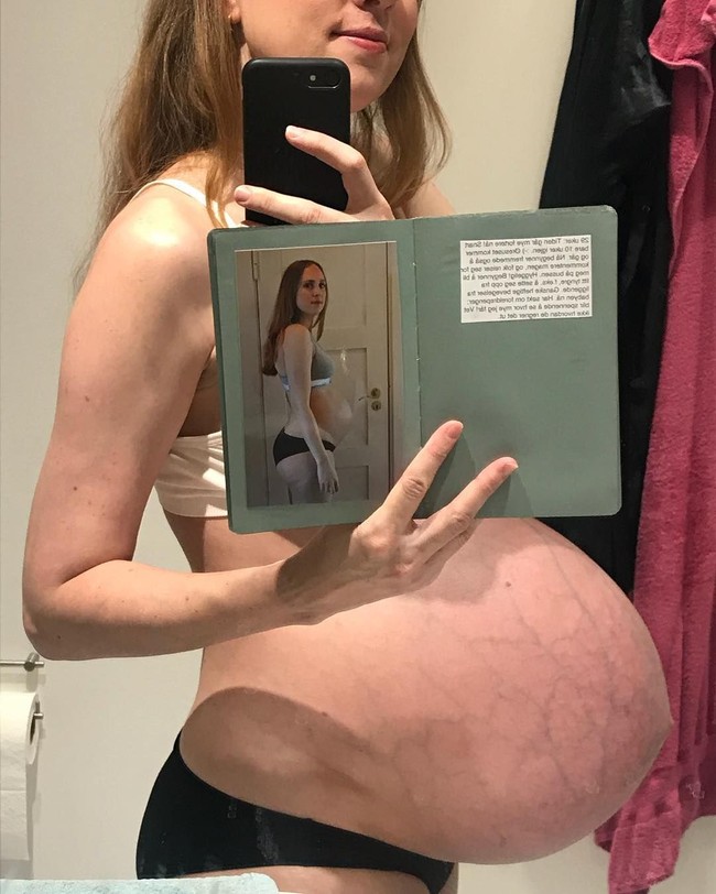 Seiring bertambahnya usia kehamilan Maria, perutnya semakin membesar dan maju. Maria pun membuat potret yang memperlihatkan bagaimana bentuk perutnya berubah hanya dalam rentang beberapa hari. Foto: Instagram @triplets_of_copenhagen