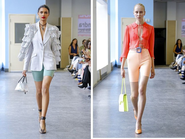 Kim Kardashian menjadi pioner untuk tren satu ini, yaitu memakai celana sepeda sebagai luaran. Siapa sangka, celana sepeda nyatanya dapat dipadukan bersama structured blazer dan high heels. Foto: Vogue