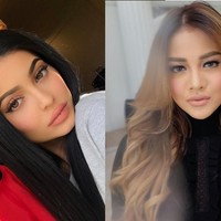Menjadi penggemar Kylie Jenner, Aurel Hermansyah ikuti penampilan idolanya itu. Termasuk banyak gaya makeup Aurel yang terinspirasi dari Kylie Jenner. Lihat penampilan Kylie dan Aurel di foto ini. Keduanya sama-sama pakai lipstik nude dengan tipe makeup yang serupa. 