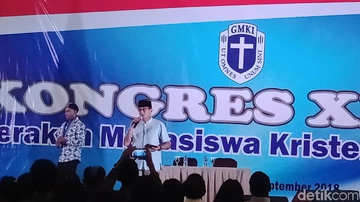 Setelah Jokowi, Sandi Hadiri Kongres Gerakan Mahasiswa Kristen