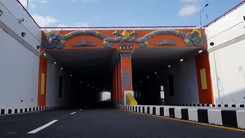 Jelang IMF-World Bank Meeting di Bali Oktober 2018, underpass Simpang Tugu Ngurah Rai selesai dibangun. Desain undepass ini mengakomodir budaya Bali.