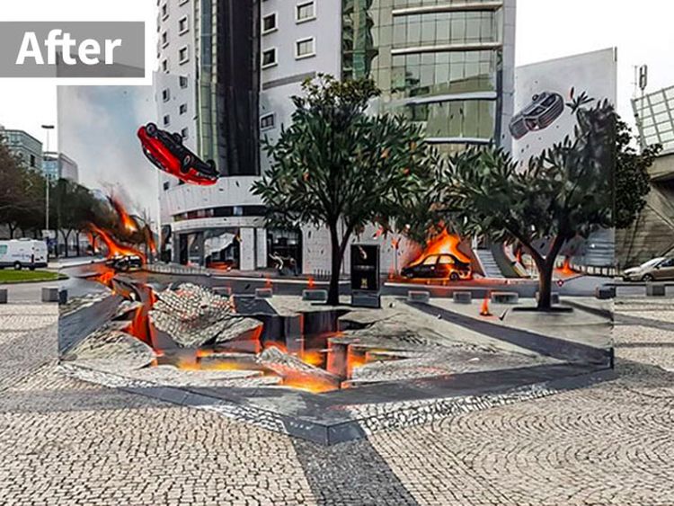 Lukisan 3 Dimensi di Jalanan yang Bikin Merinding