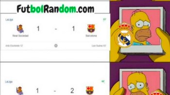Fans Madrid diyakini sempat senyum-senyum ketika Barca ketinggalan. Tapi akhirnya malah manyun saat Barca berbalik menang. (Foto: Twitter)