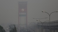 Disebutkan masih ada seratusan hotspot atau titik api di Palembang yang menyebabkan kota ini diselimuti asap (Foto: Dok. Antara Foto/Nova Wahyudi)