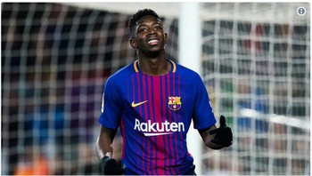 Gambar ini menyanjung performa Ousmane Dembele dalam kemenangan Barcelona atas Sociedad. (Foto: Twitter)
