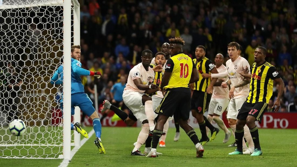 David De Gea saat Manchester United melawan Watford. (Foto: Richard Heathcote/Getty Images)
