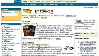 Situs Amazon pada 1999. Foto: instagram.com/webdesignmuseum/