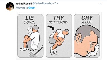 Sedih Path tutup? Rebahan, coba jangan menangis, tapi kalau tak kuat ya biarkan saja air matamu mengalir. (Foto: Twitter)