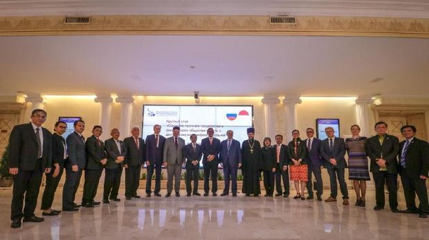 Delegasi Indonesia dan Rusia pada Dialog Lintas Agama dan Lintas Media Indonesia-Rusia di Moskow, 14 September 2018.