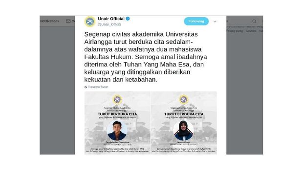Dua Mahasiswa Tewas di Malang, Unair: Kegiatan Tanpa Sepengetahuan Kampus